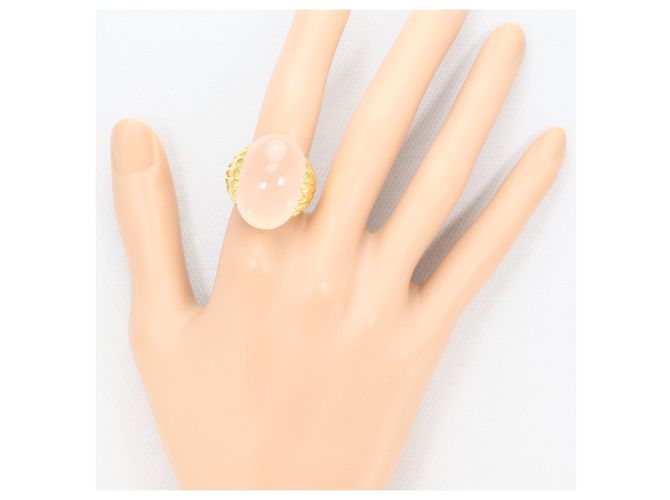 Autre Marque Anel banda em ouro amarelo 18K com quartzo rosa Dourado - vista 6