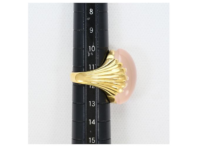 Autre Marque Anel banda em ouro amarelo 18K com quartzo rosa Dourado - vista 7