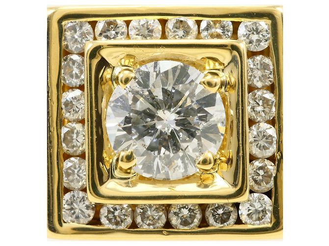 Autre Marque Anello a fascia in oro giallo 18K con diamante D'oro - vista 2