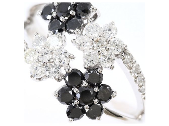Autre Marque Anello fede in oro bianco 14K con diamante nero D'oro - vista 2