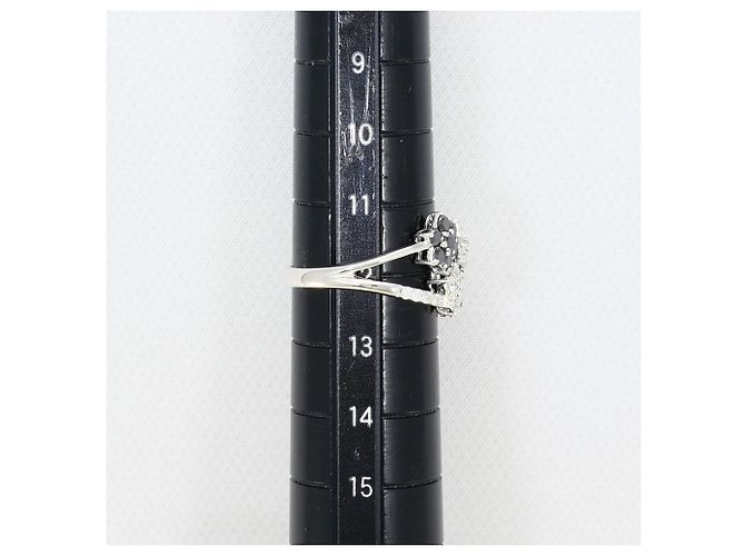 Autre Marque Anello fede in oro bianco 14K con diamante nero D'oro - vista 8