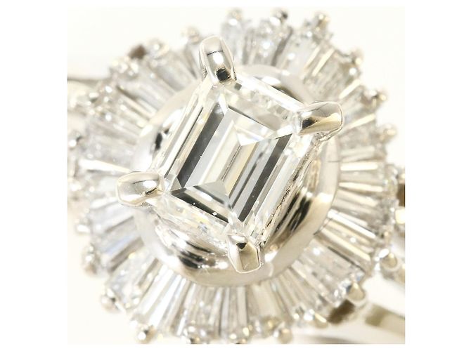 Autre Marque Anel aliança de platina com diamantes - vista 2