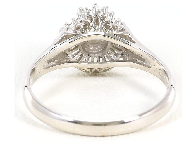 Autre Marque Anel aliança de platina com diamantes - vista 4