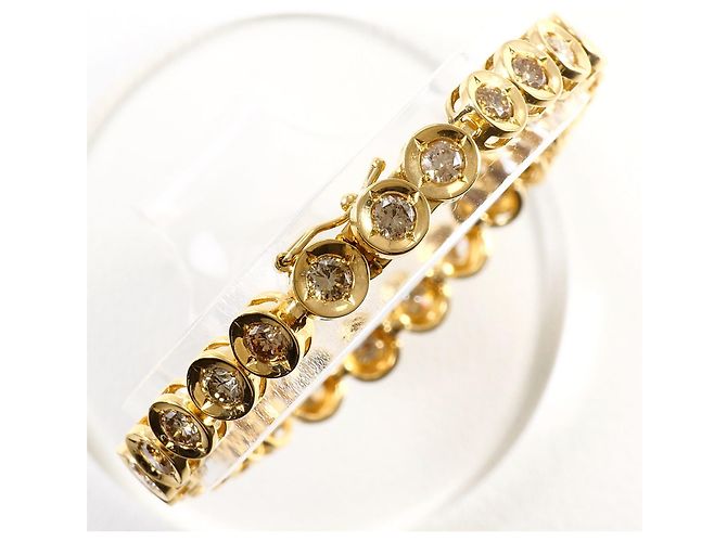 Autre Marque Pulsera de amuletos en oro amarillo 18K con diamantes marrones Castaño Dorado - vista 3