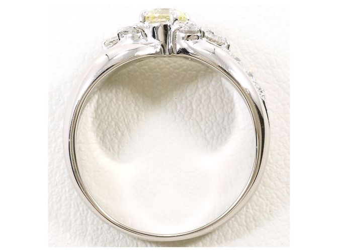 Autre Marque Anel aliança de platina e diamantes amarelos - vista 3