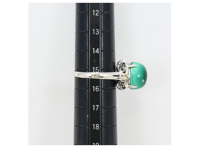 Autre Marque Anello fede in platino con diamante e malachite - vista 7