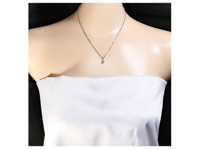 Autre Marque Platin-Halskette mit Diamant - Ansicht 6
