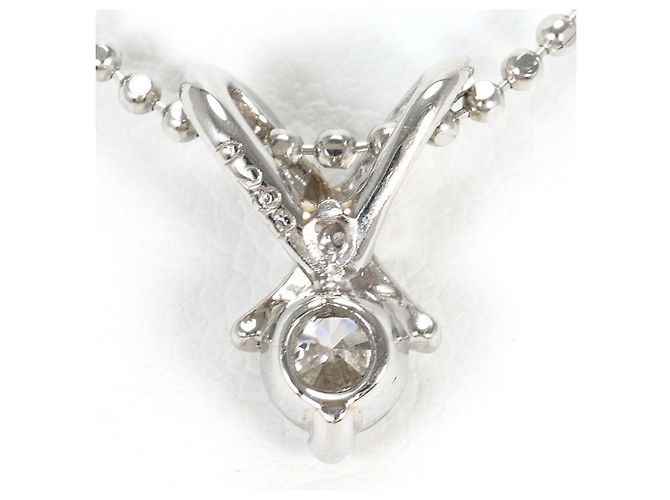 Autre Marque Platinhalskette mit Diamantanhänger - Ansicht 3