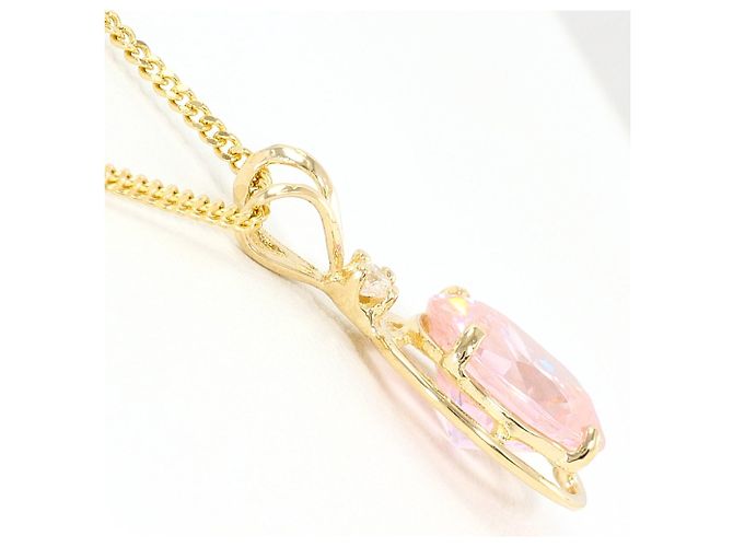 Autre Marque Collier en or jaune 14K avec zircone rose Doré - vue 2