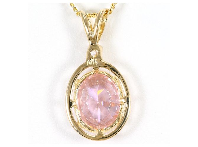 Autre Marque Collier en or jaune 14K avec zircone rose Doré - vue 3