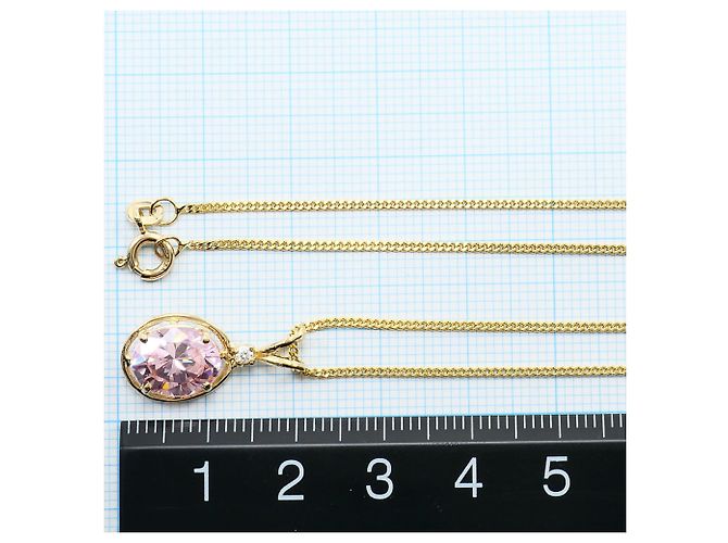 Autre Marque Collier en or jaune 14K avec zircone rose Doré - vue 5