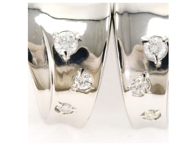 Autre Marque Pendientes de botón de platino PT900 con diamantes - vista 2
