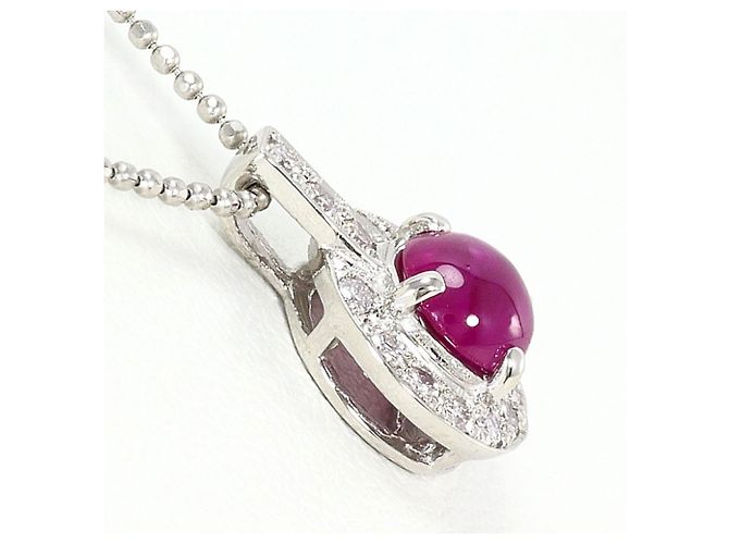 Autre Marque Platin-Halskette mit Rubin- und Diamant-Akzenten - Ansicht 2