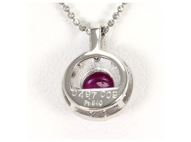 Autre Marque Platin-Halskette mit Rubin- und Diamant-Akzenten - Ansicht 3