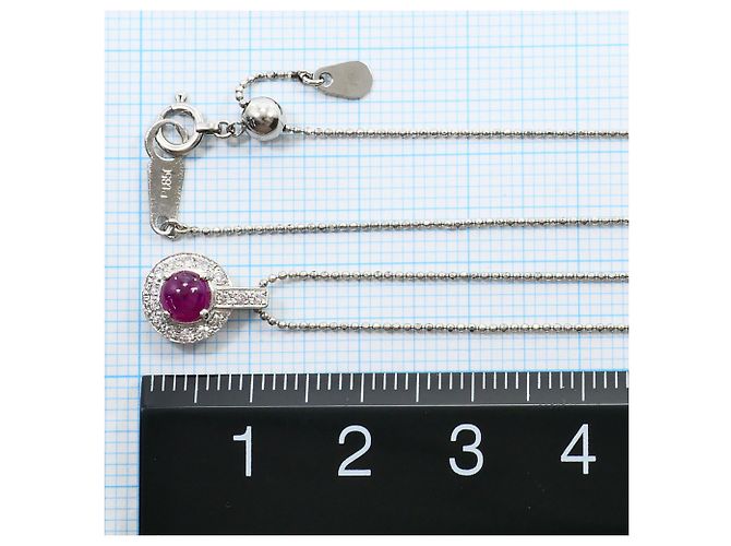 Autre Marque Platin-Halskette mit Rubin- und Diamant-Akzenten - Ansicht 4