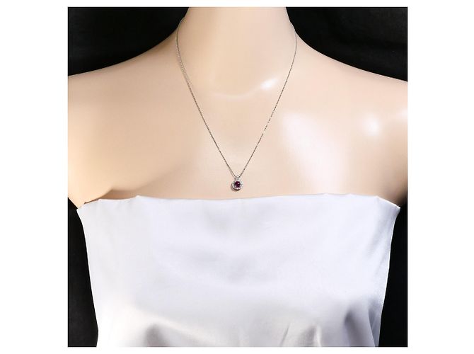 Autre Marque Platin-Halskette mit Rubin- und Diamant-Akzenten - Ansicht 5