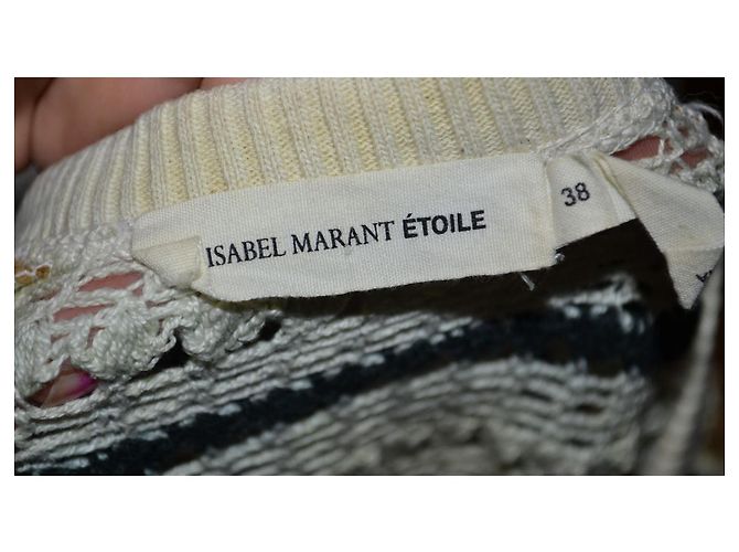Isabel Marant Vestido Mini de Algodón a Rayas Negro Beige - vista 5