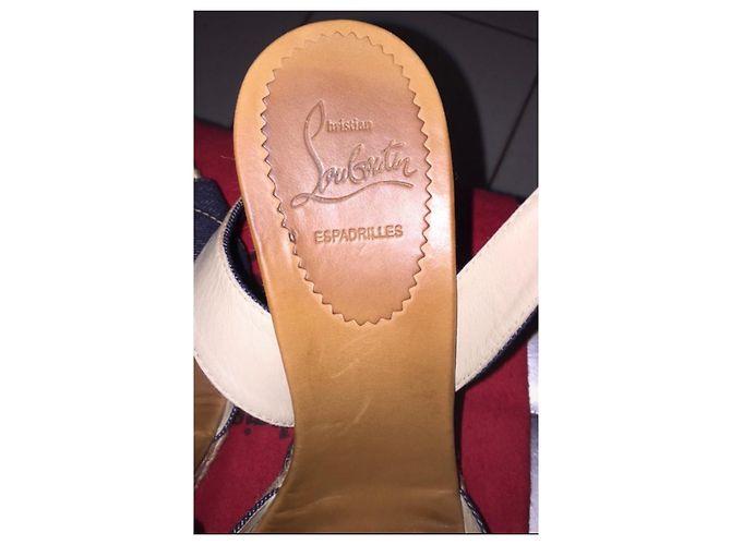Sandali con zeppa Christian Louboutin in denim Marrone Blu - vista 2