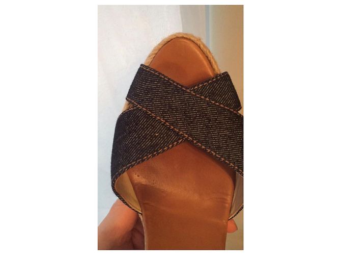 Sandali con zeppa Christian Louboutin in denim Marrone Blu - vista 6