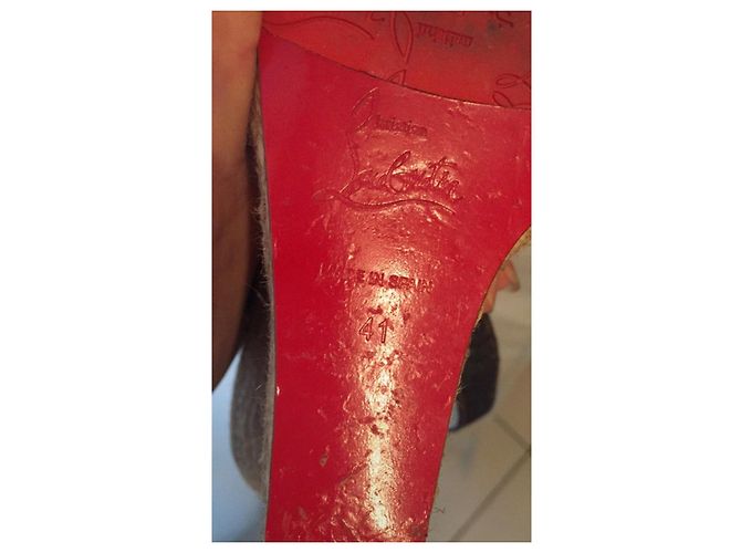 Sandali con zeppa Christian Louboutin in denim Marrone Blu - vista 9