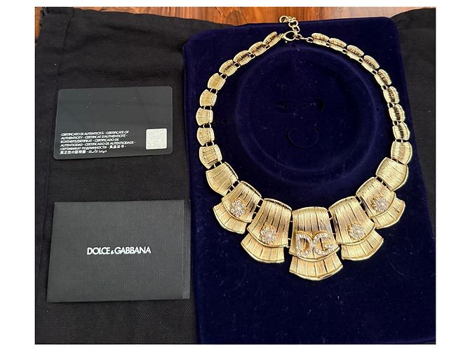 Colar Dolce & Gabbana com pérolas e cristais Preto Branco Gold hardware - vista 9