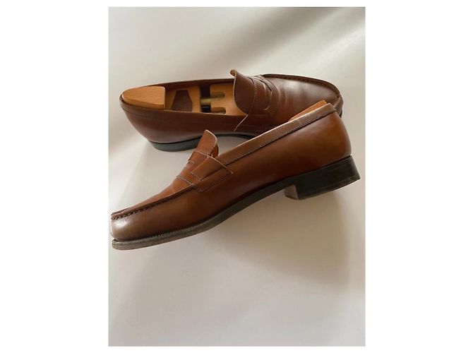 J.M. Weston brown leather loafers - view 13
