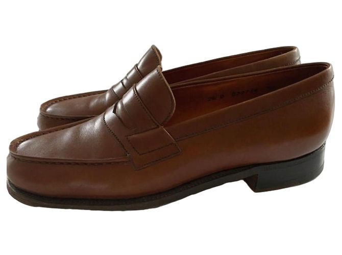 J.M. Weston brown leather loafers - view 2