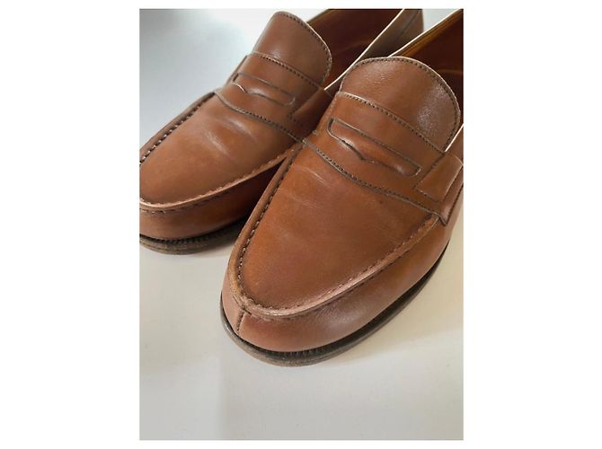J.M. Weston brown leather loafers - view 3