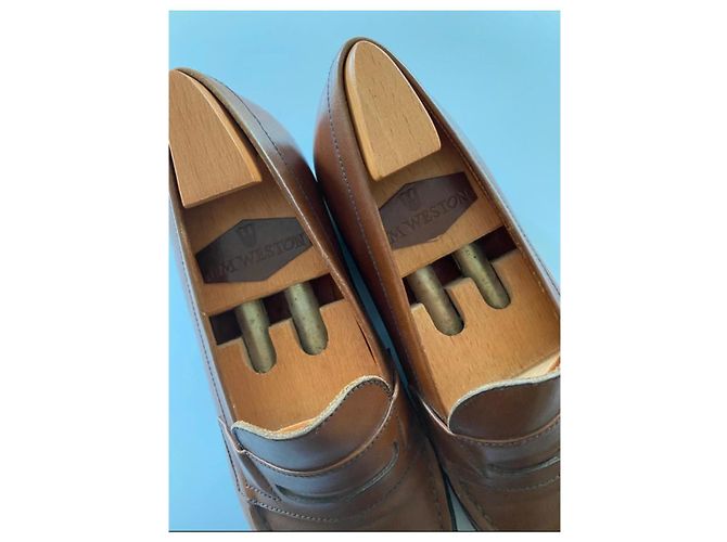 J.M. Weston brown leather loafers - view 9