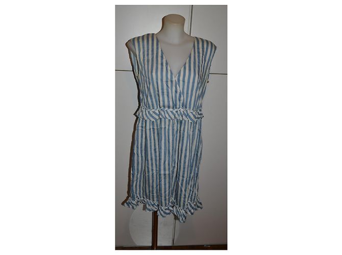 Love Moschino gestreiftes Baumwollkleid Weiß Blau - Ansicht 2