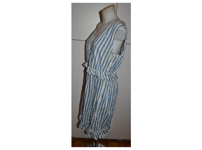 Love Moschino gestreiftes Baumwollkleid Weiß Blau - Ansicht 3