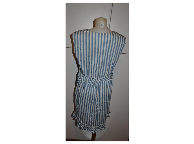 Love Moschino gestreiftes Baumwollkleid Weiß Blau - Ansicht 4