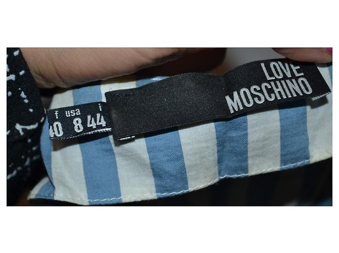 Love Moschino gestreiftes Baumwollkleid Weiß Blau - Ansicht 6