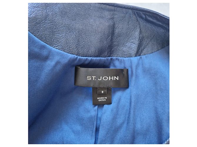 Autre Marque St. John Giacca in pelle di agnello metallizzata blu navy Blu scuro - vista 6