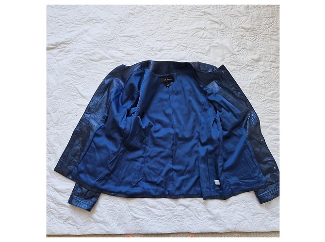 Autre Marque St. John Giacca in pelle di agnello metallizzata blu navy Blu scuro - vista 7