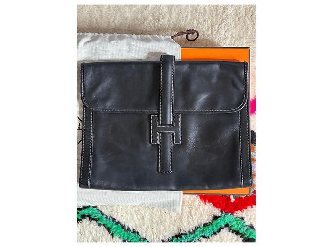 Jige Pochette Hermès en cuir noir - vue 13