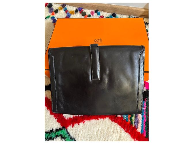 Jige Pochette Hermès en cuir noir - vue 7