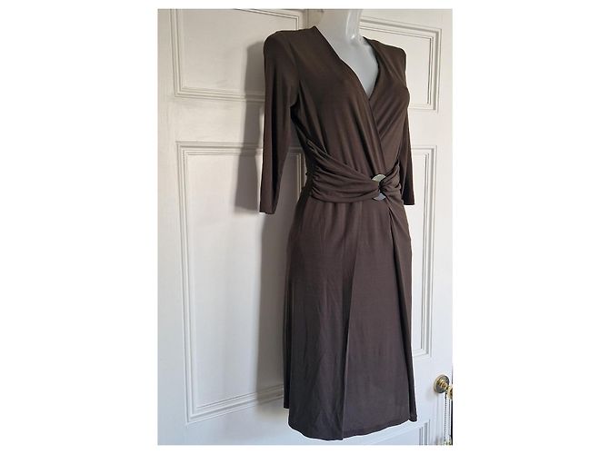 Max Mara Brown Draped Viscose Blend Midi Dress - view 4