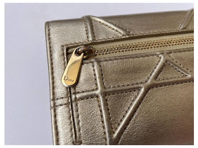 Dior Diorama Leder Geldbörse in Platin Golden - Ansicht 8