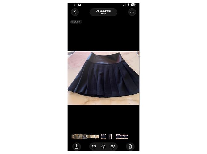 Burberry Saia Plissada em Lã e Couro Preto - vista 4