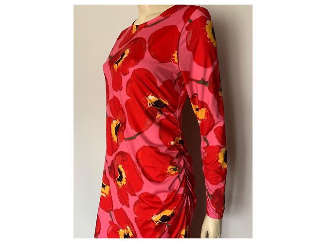 Carolina Herrera Strickkleid mit Mohnblumen-Print Pink Rot Mehrfarben - Ansicht 2