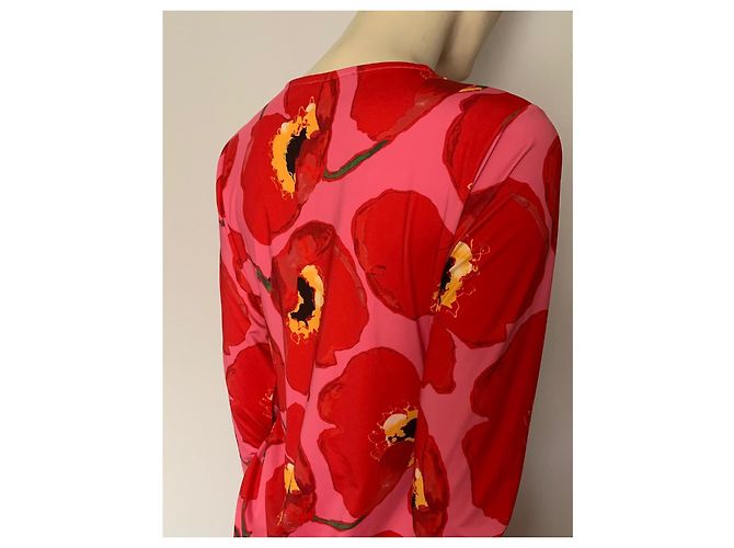 Carolina Herrera Strickkleid mit Mohnblumen-Print Pink Rot Mehrfarben - Ansicht 3