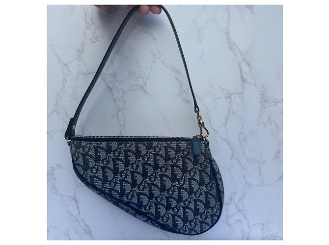 Christian Dior Trotter Diorissimo Saddle Pochette Azul Monograma - vista 3