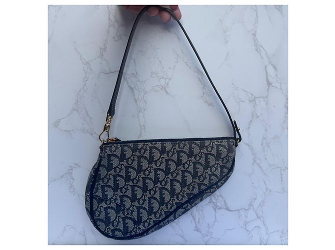 Christian Dior Trotter Diorissimo Saddle Pochette Azul Monograma - vista 4