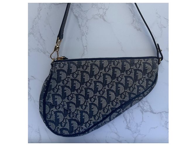 Christian Dior Trotter Diorissimo Saddle Pochette Azul Monograma - vista 5
