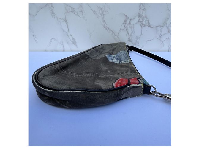 Christian Dior Saddle Bag Denim Patchwork Blau - Ansicht 12