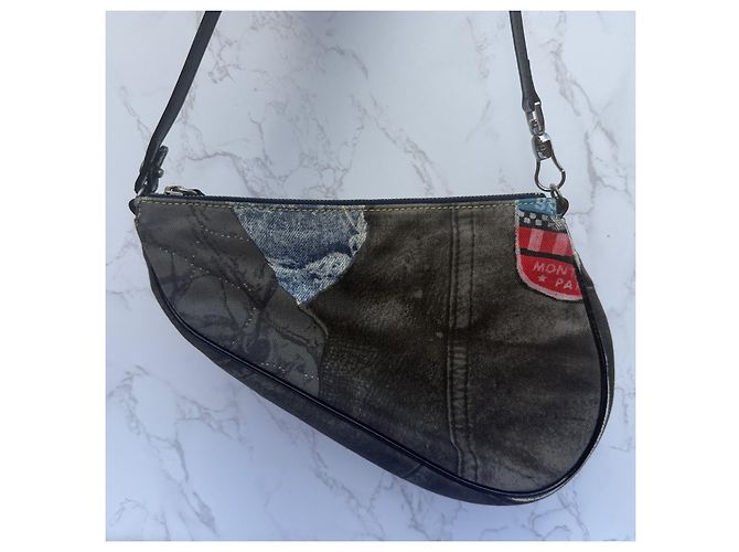 Christian Dior Saddle Bag Denim Patchwork Blau - Ansicht 14