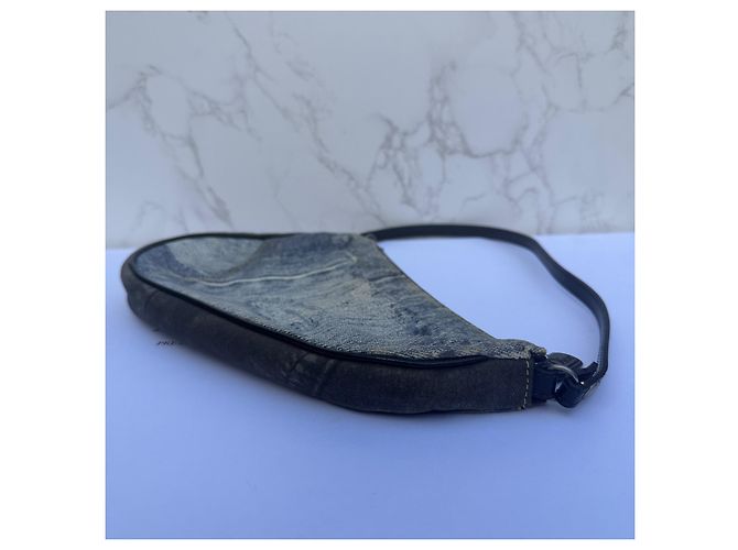 Christian Dior Saddle Bag Denim Patchwork Blau - Ansicht 6