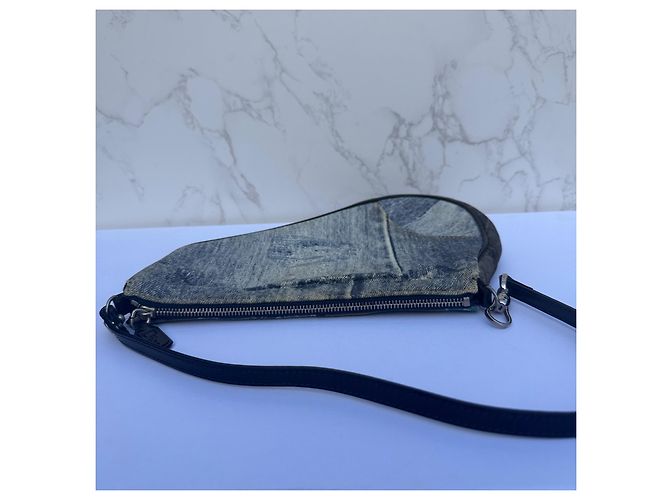 Christian Dior Saddle Bag Denim Patchwork Blau - Ansicht 7