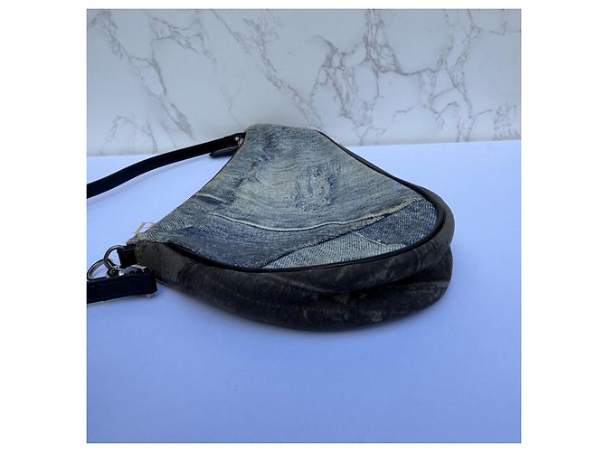 Christian Dior Saddle Bag Denim Patchwork Blau - Ansicht 8